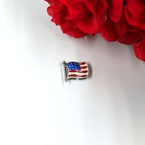 925 Sterling Silver and Enamel American Flag Vintage Slider Pendant